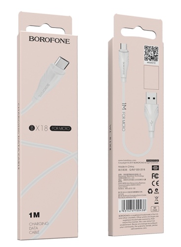 Кабель Borofone BX18 MicroUSB белый 1 м