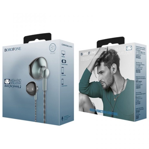 Наушники с микрофоном Borofone BM14 серые Наушники с микрофоном Borofone BM14 серые