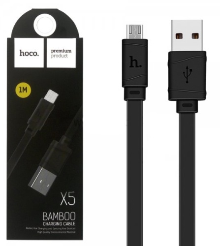 Кабель Hoco X5 Bamboo MicroUSB черный 1 м